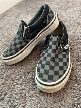 Vans Kids Slip-On Checkerboard in Black and Gray